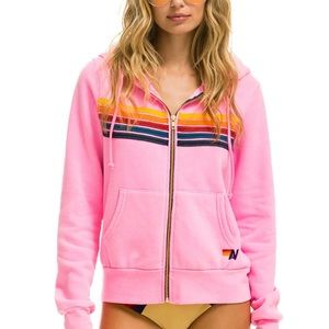 Aviator nation, five stripe neon pink hoodie